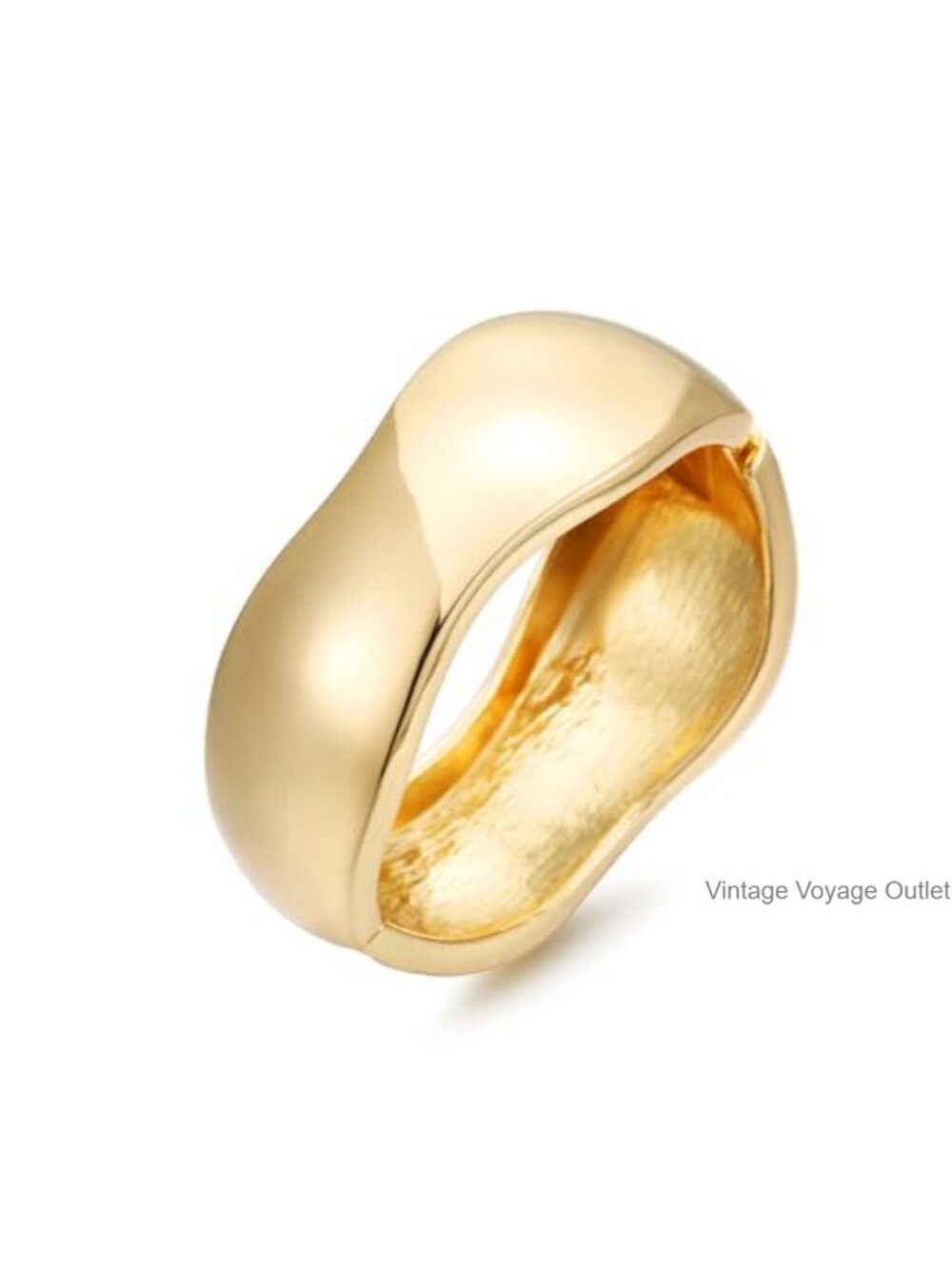 Chunky Gold Plated Bangle Bracelet Women Thick Arm Cuff Wrist Wrap Stackable